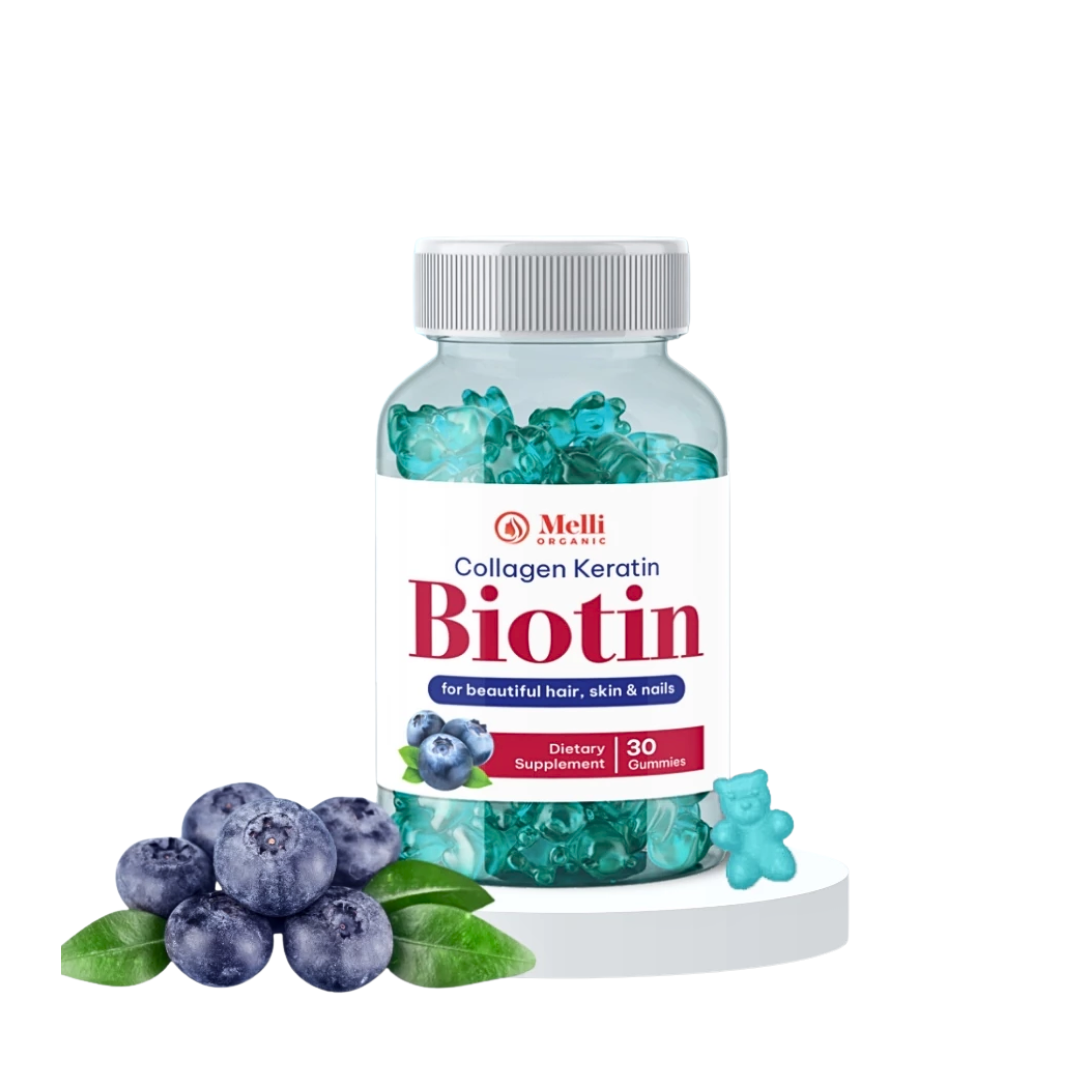 Melli Organic, Collagen Keratin Biotin Hair,Skin,Nails 60 Gummies Melli Organic, Collagen Keratin Biotin Hair,Skin,Nails 60 Gummies